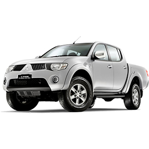Exterior look of 2013 Mitsubishi Triton pick up truck 4x4 drive, 2.8L diesel engine.